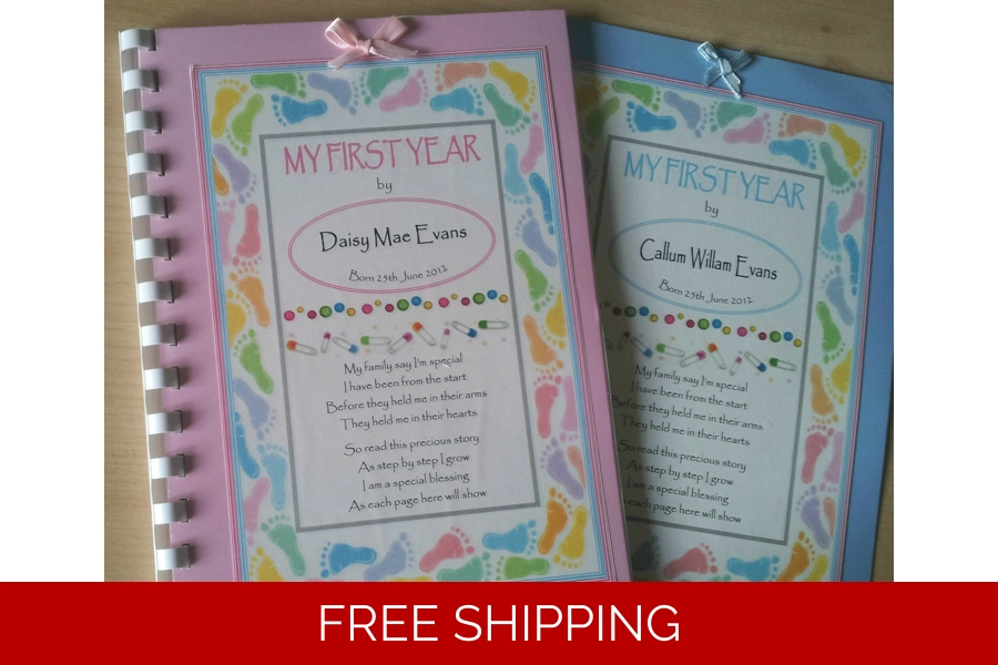 PERSONALISED BABY RECORD/MEMORY BOOK - MY FIRST YEAR